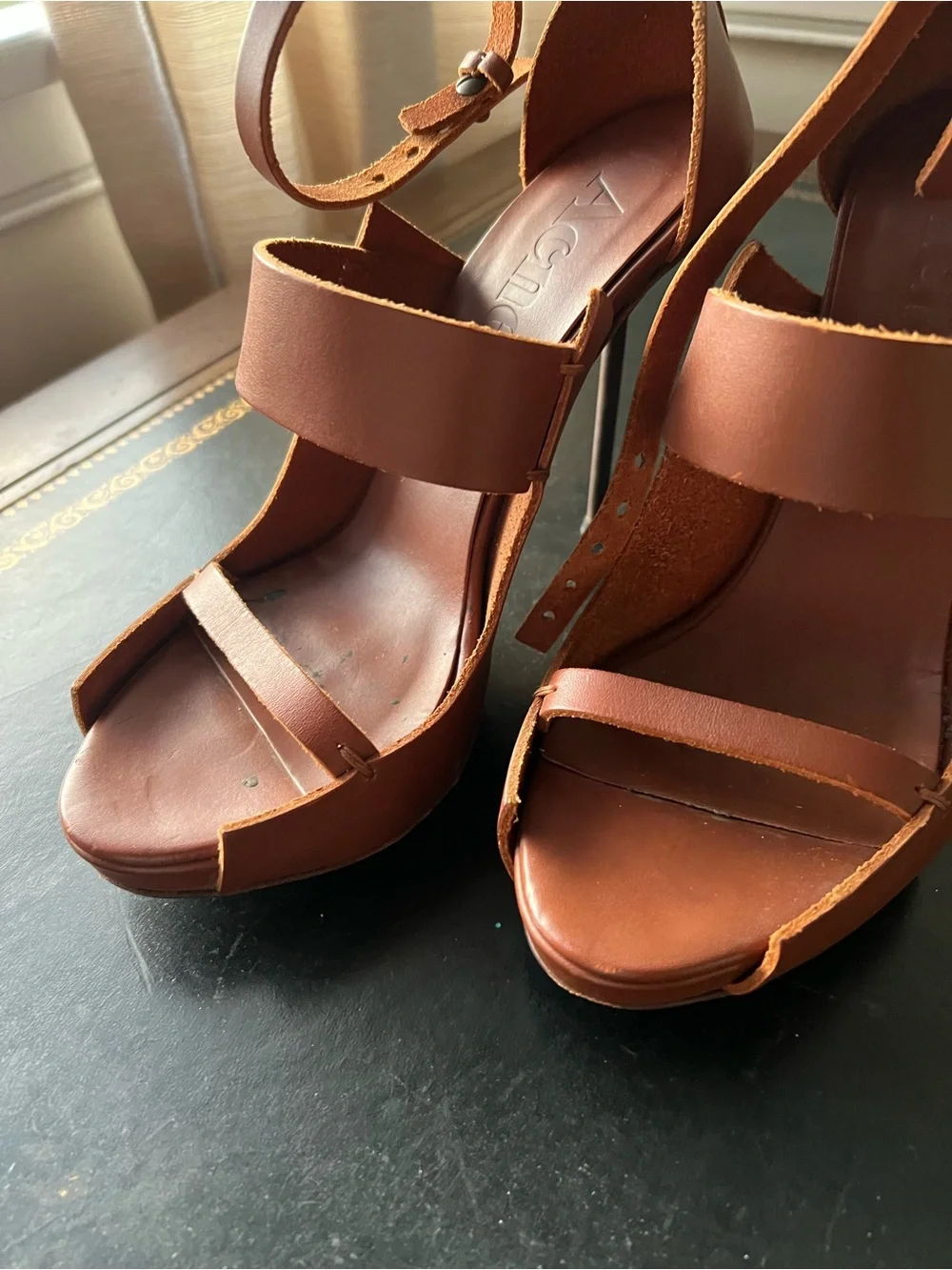 Acne Brown Leather Platform Stiletto Sandals